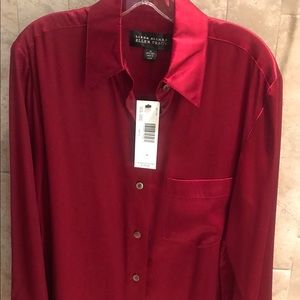 Blouse - Ellen Tracy - Burgundy Silk